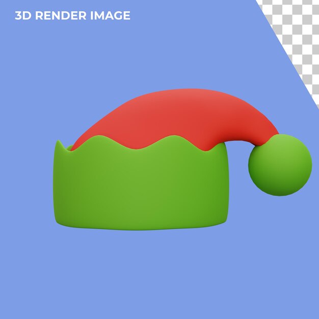 PSD クリスマスのコンセプトのエルフの帽子アイコンの3dレンダリング