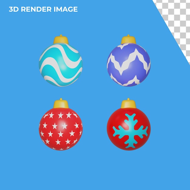 PSD 크리스마스 전구 아이콘의 3d 렌더링