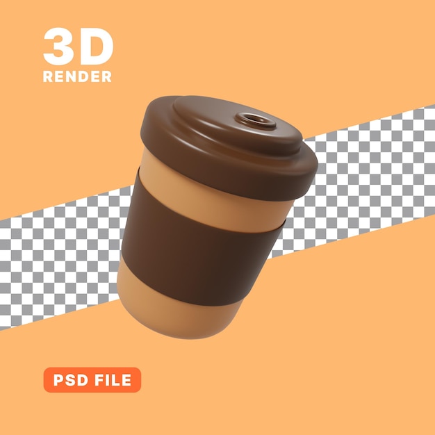 PSD 커피 컵 아이콘의 3d 렌더링