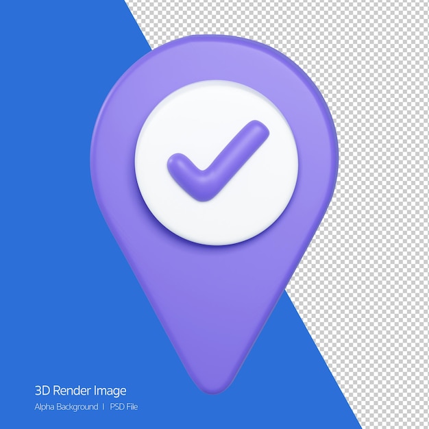 3d rendering of correct location ,right way icon isolated on white.