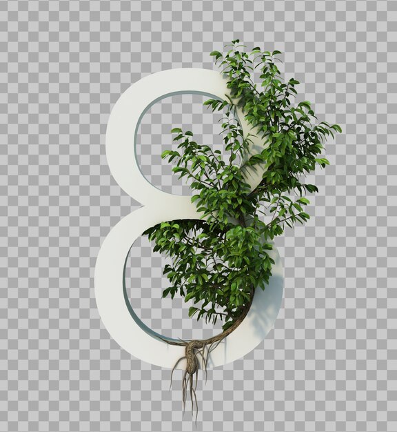3d rendering of creeping tree on number 8