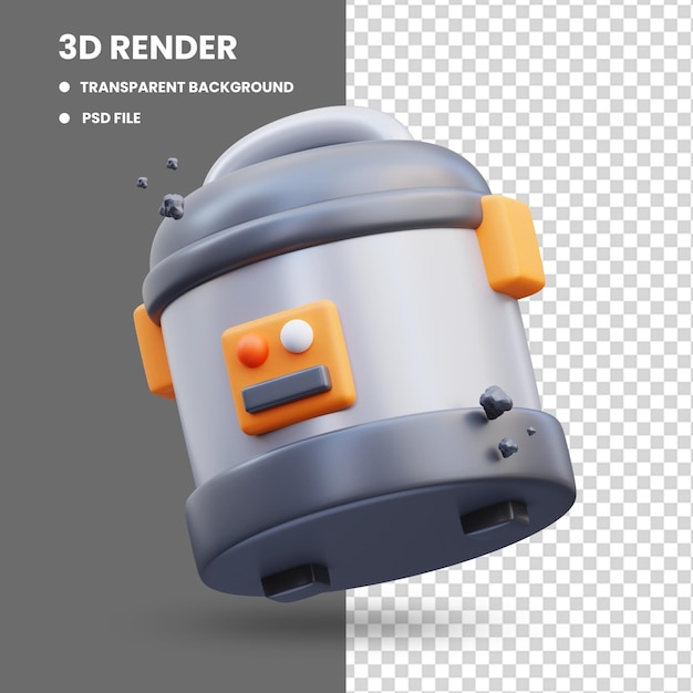 밥솥 주방 도구의 귀여운 아이콘 그림의 3d 렌더링