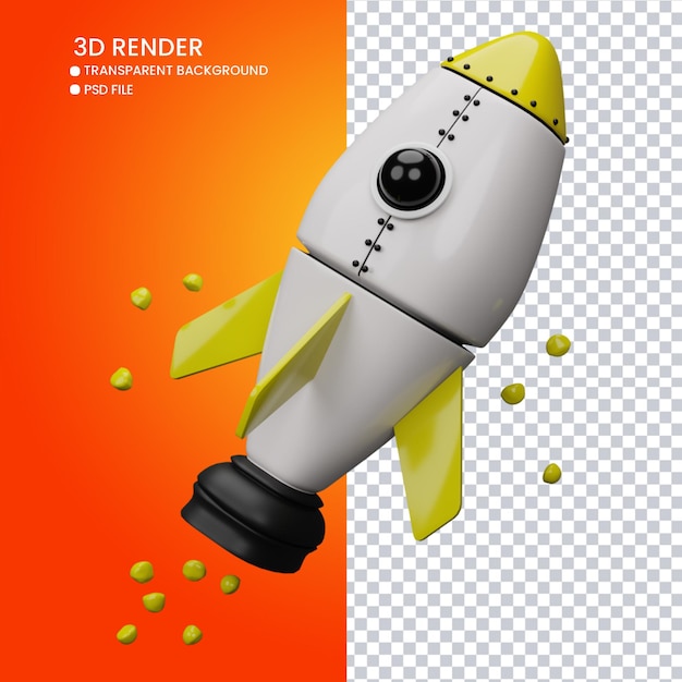 PSD 3d-рендеринг милой ракеты