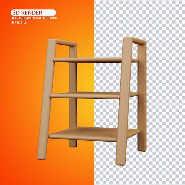 3d rendering of cute wood rack for social media