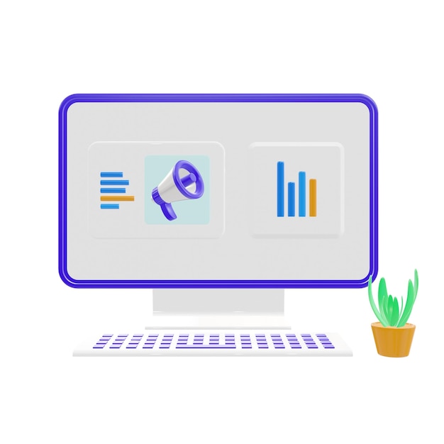 3d rendering of desktop icon for ui