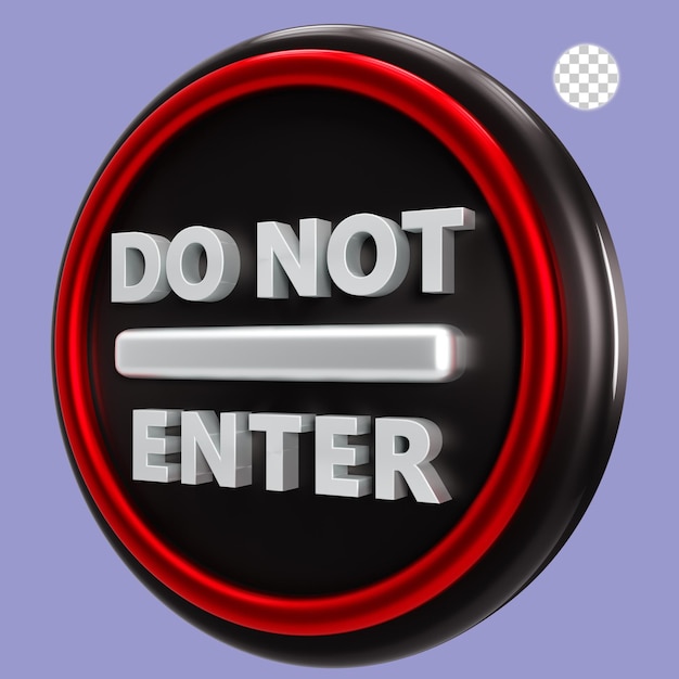 3d rendering of do not enter sign on black plate