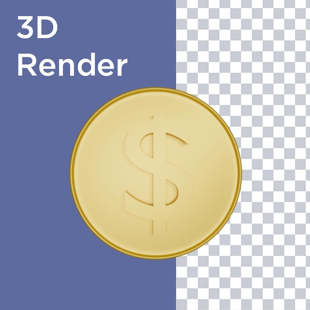 PSD 1ドル硬貨の正面図の3dレンダリング