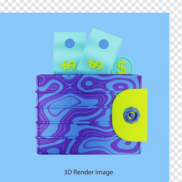PSD ドル金融ウォレットの3dレンダリング