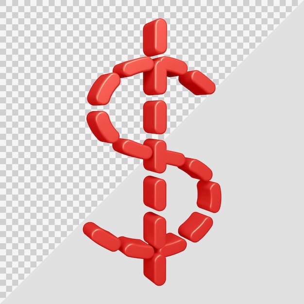 달러 기호의 3d 렌더링