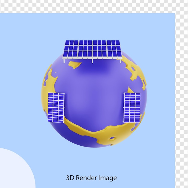 지구의 날 태양 전지 패널 에너지의 3d 렌더링