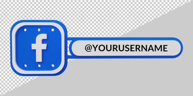 PSD facebookアイコンのローワーサードの3dレンダリング