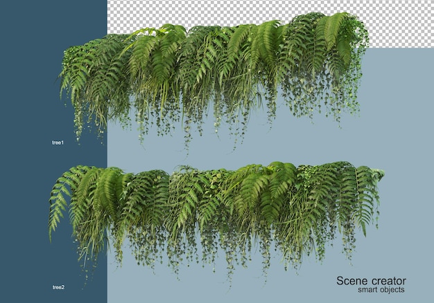 3d-рендеринг изолированных цветущих кустарников