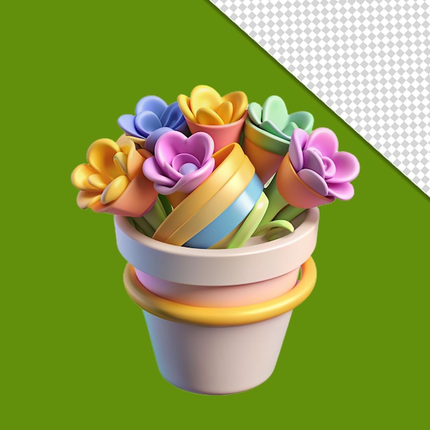 3d rendering of flowers still life on transparent