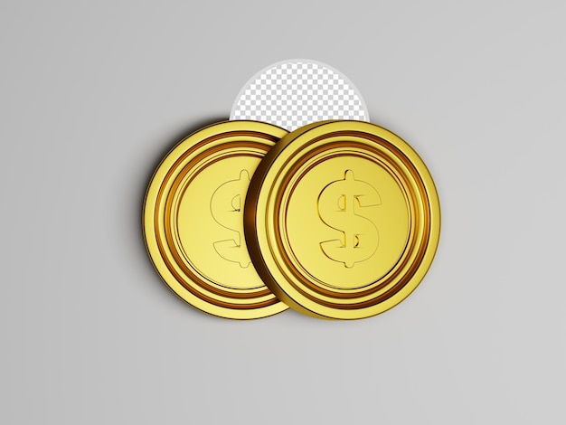 ゴールド ドル コイン通貨かわいいアイコン イラストの 3 d レンダリング