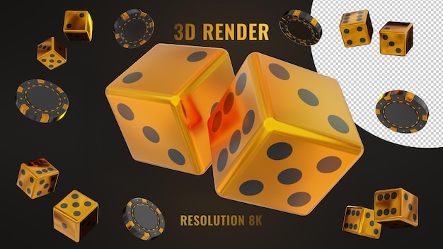 3d-рендеринг золотых костей для покера