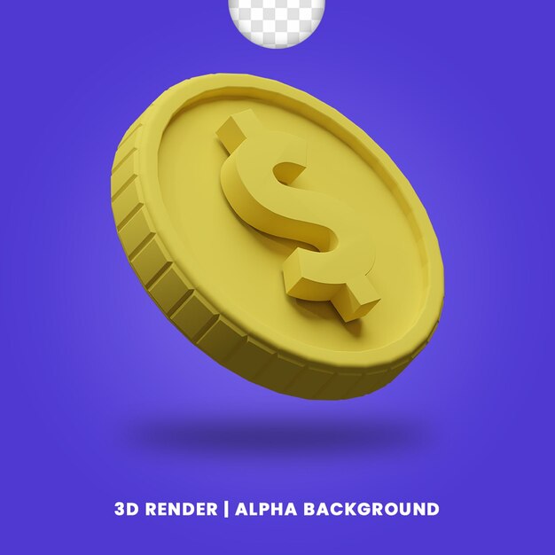 3d rendering of golden dollar coin with matte effect isolated. Useful for business or e-commerce project design illustration.