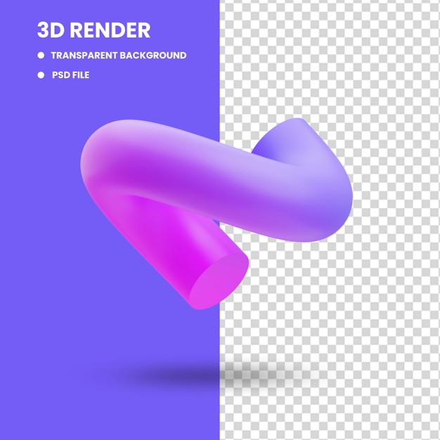 레이아웃 요소에 대한 그라데이션 색 위쪽 원형 곡선 모양 아이콘 그림의 3d 렌더링