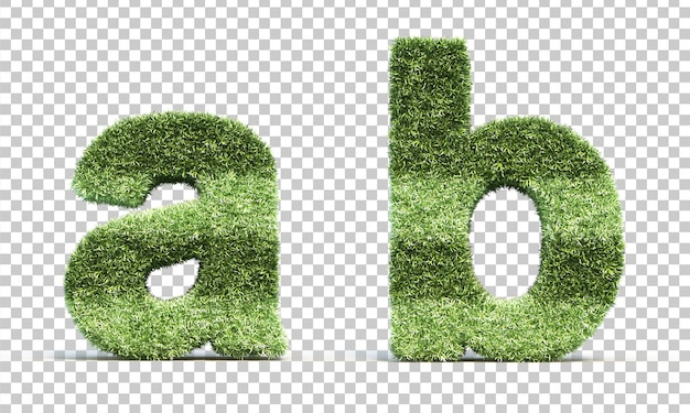 3d rendering of grass playing field alphabet a and alphabet b