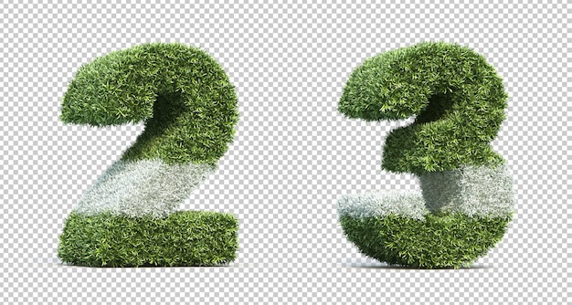 3d-рендеринг травяного игрового поля номер 2 и номер 3