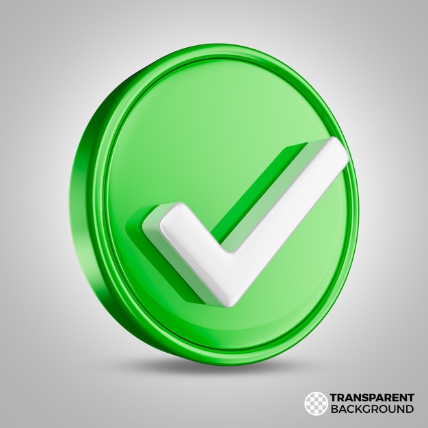 PSD 3d rendering of green checkbox