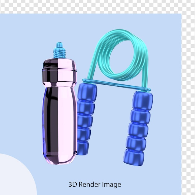 PSD 3d-рендеринг тренажерного зала с бутылкой для напитков