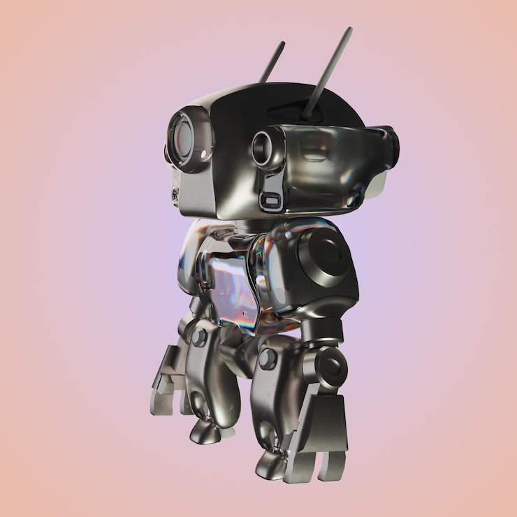 PSD 3d rendering of head silver and glass