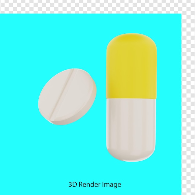 PSD 건강 약과 캡슐의 3d 렌더링