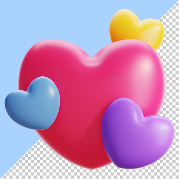 PSD 3d-рендеринг сердца любви иллюстрации