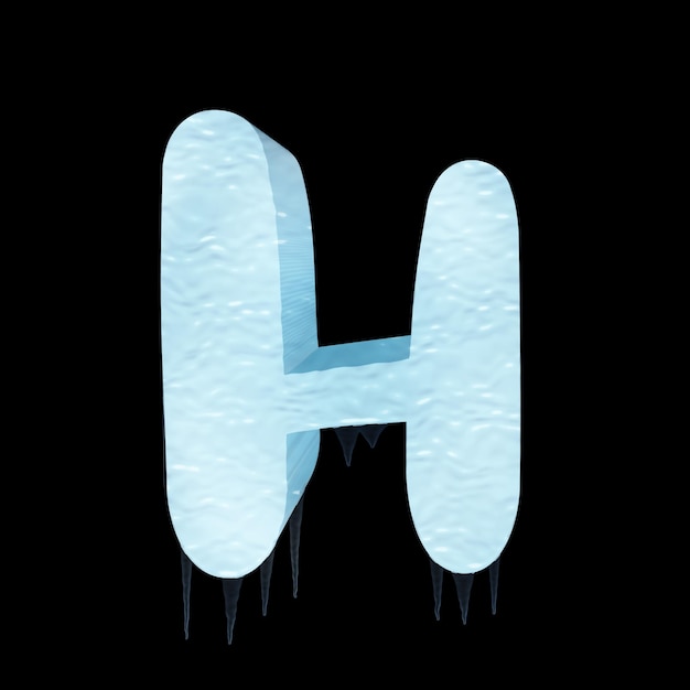 PSD 氷の噴水の文字 h の 3 d レンダリング