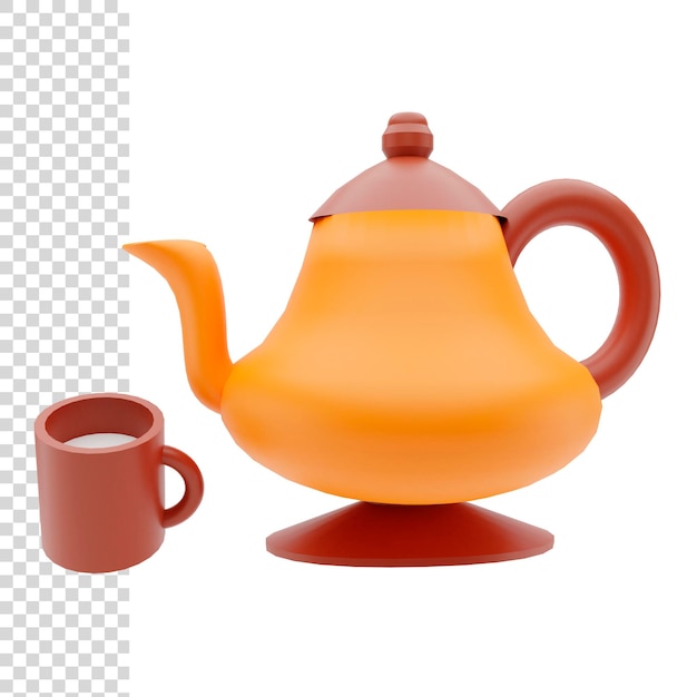 3D-rendering of illustratie theepot met mok