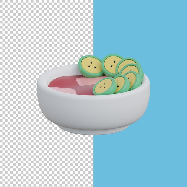 PSD インドネシア料理アイコン グリーン バナナ アイスの 3 d レンダリング