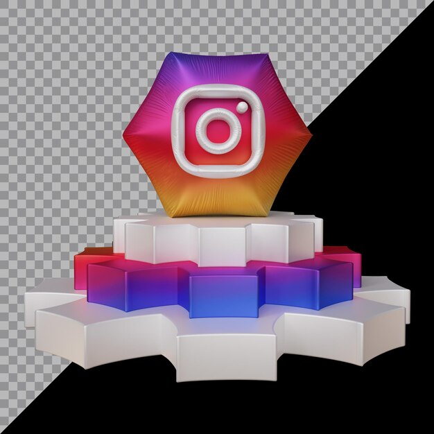 3d-рендеринг значка instagram на подиуме