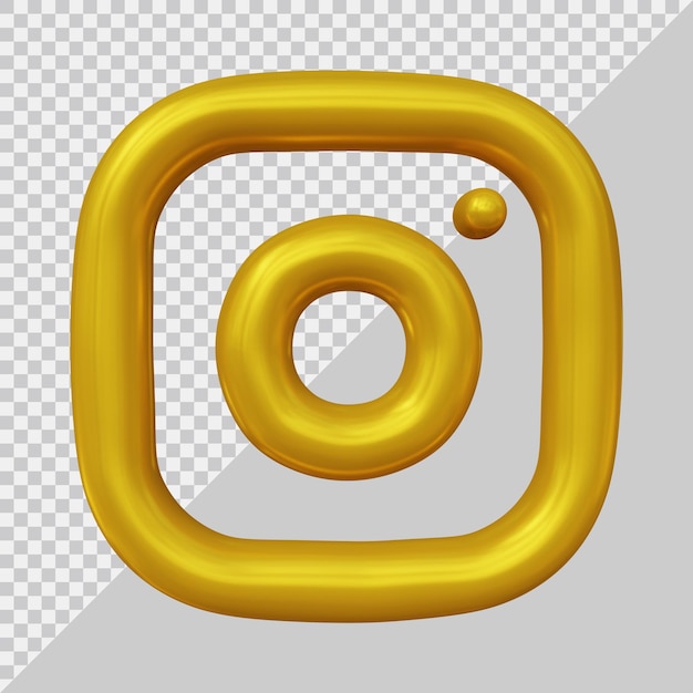 황금 스타일의 인스 타 그램 아이콘 소셜 미디어의 3d 렌더링
