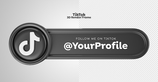 3d rendering of label with follow me on tiktok text editable