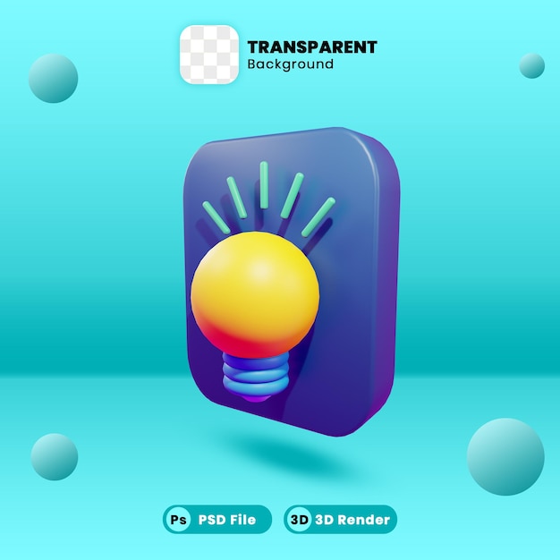 투명한 배경으로 램프 아이디어의 3d 렌더링