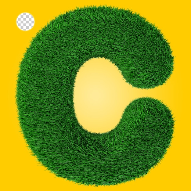 PSD 3d-рендеринг буквы с с текстурой травы