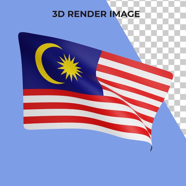 3d-рендеринг концепции флага малайзии национальный день малайзии премиум psd