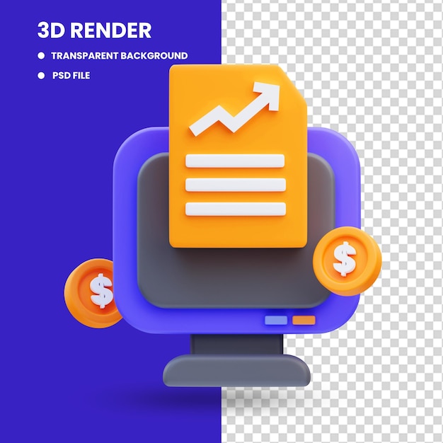 マーケティング成長アイコン イラストの 3 d レンダリングが増加します。