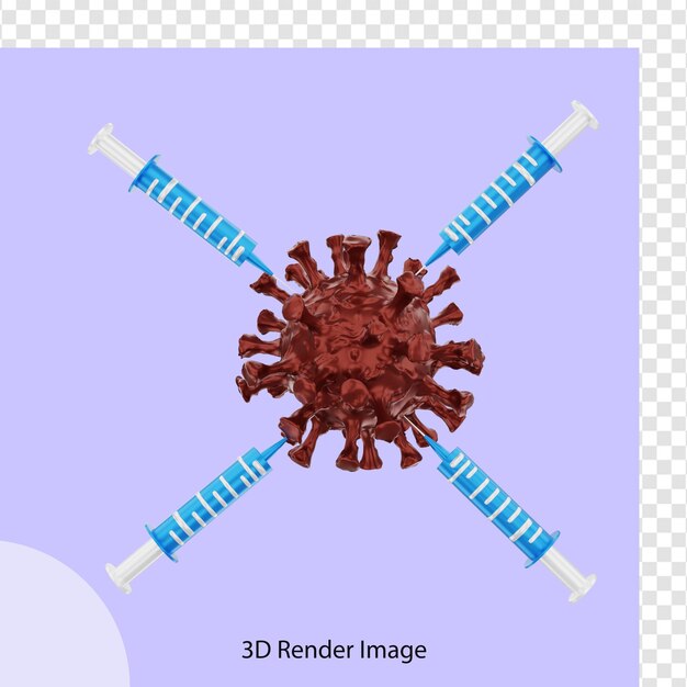 PSD 3d-рендеринг медицинских инъекций для лечения covid 19