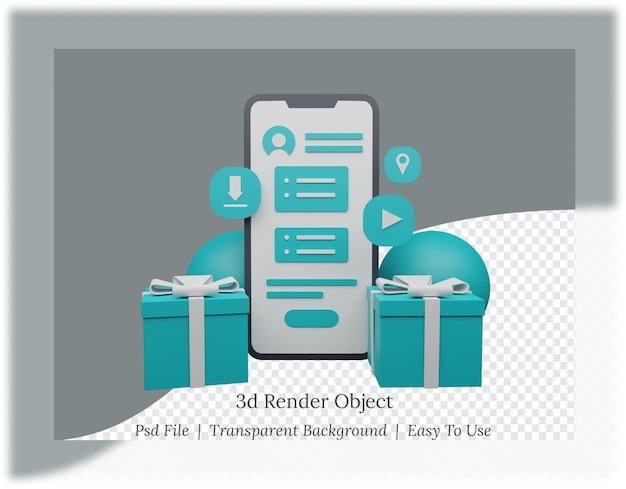 3d рендеринг мобильных приложений с подарками