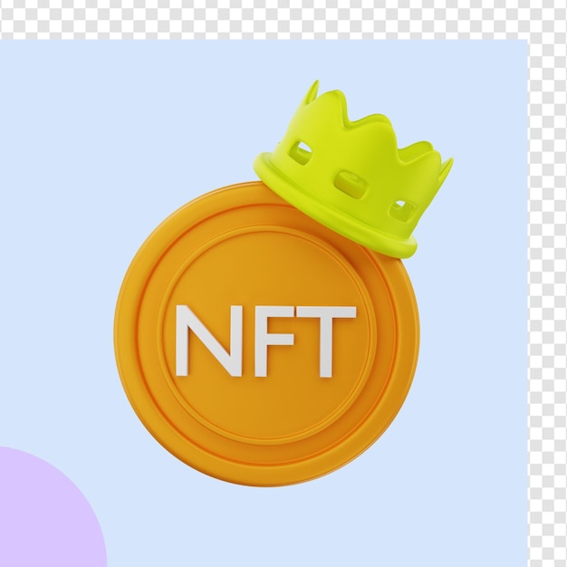 3d-рендеринг монеты nft с короной