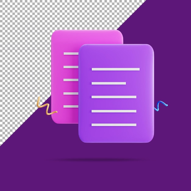 PSD 3d-рендеринг иллюстрации копии примечания с двумя объектами примечания