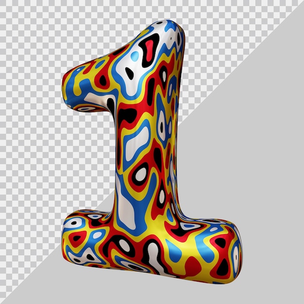 3d rendering of number 1 with modern style