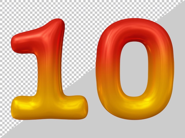 3d rendering of number 10 balloon