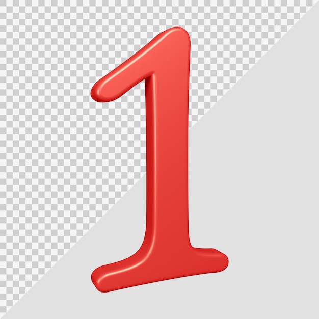 3d rendering of number 1