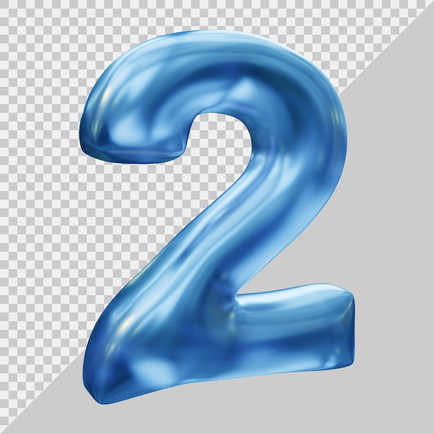 3d rendering of number 2 with modern style