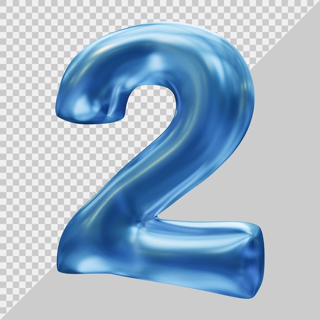 3d rendering of number 2 with modern style