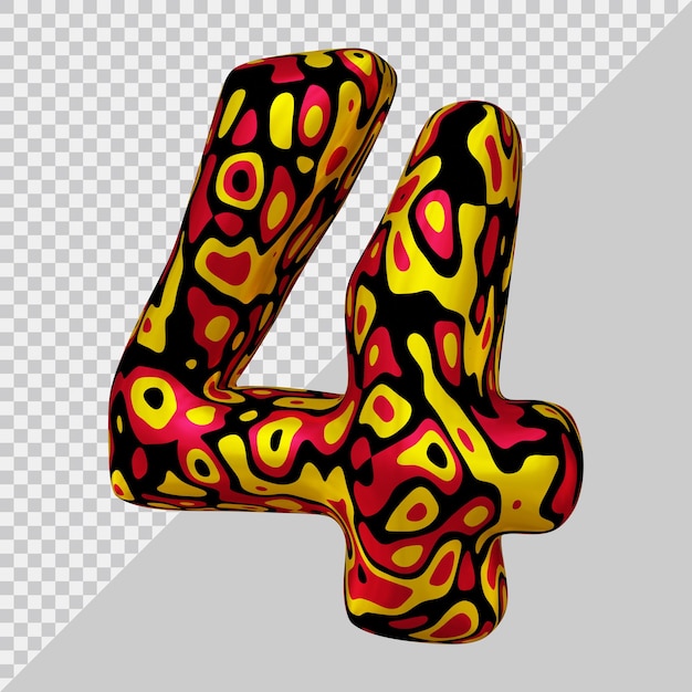 3d rendering of number 4 balloon