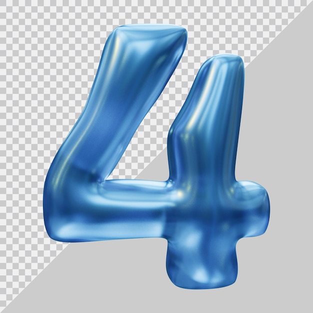 3d rendering of number 4 with modern style