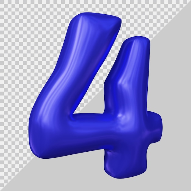 3d rendering of number 4 with modern style